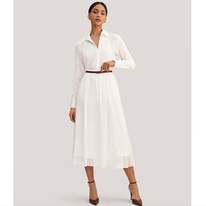 LILYSILK Double Layer Mulberry Silk Georgette Tulle Midi Skirt, size 4